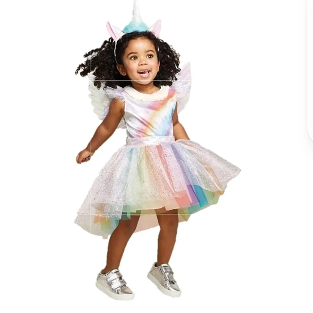 Toddler Rainbow unicorn costume.
